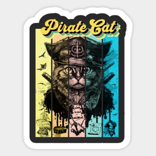 Pirate Cat Vintage Comic Book Cover Sticker